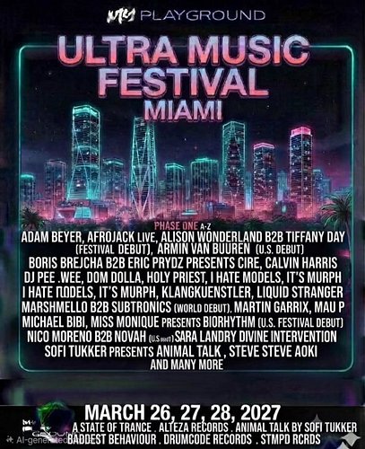 The countdown to Miami has officially begun. 🌴

ULTRA MUSIC FESTIVAL 2027: PHASE 1 LINEUP is here ✨️ Featuring world debuts, ...