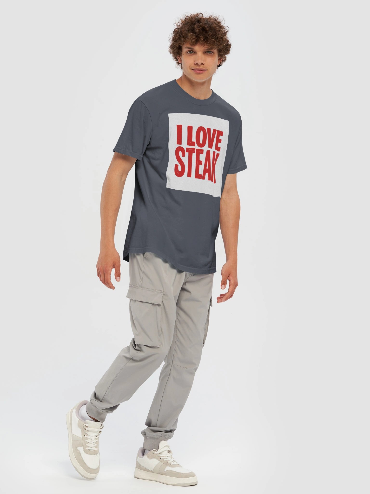 I Love Steak Charcoal Gray T-Shirt product image (7)