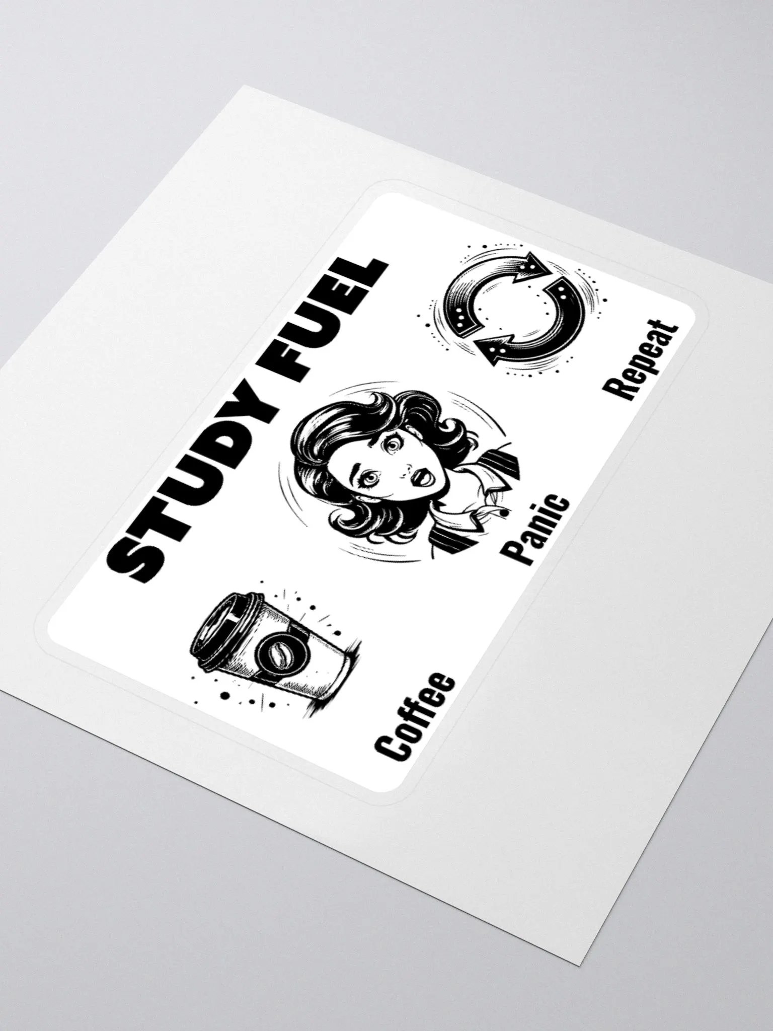 Study Fuel: Coffee Panic Repeat Funny Coffee Lover Sticker product image (7)