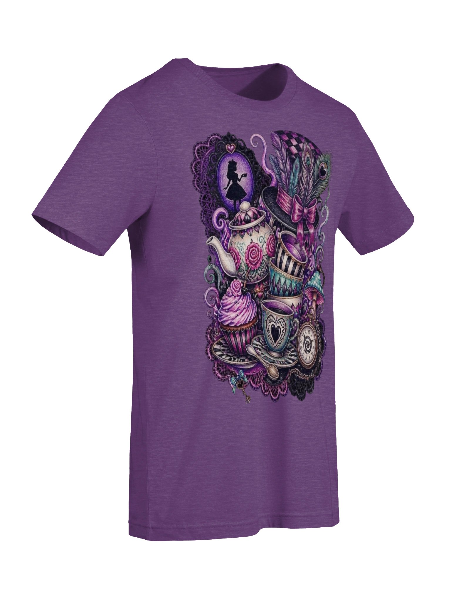 Wonderland Graphic Tee, Whimsigoth Tea Party, Alice & Mad Hatter Collage product image (8)