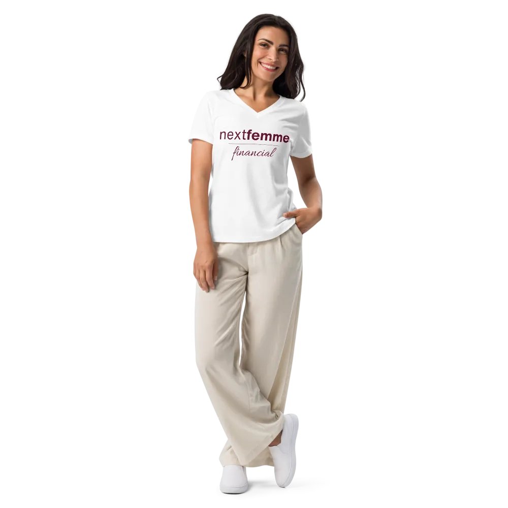 Relaxed V-Neck Tee with Maroon Logotype product image (3)