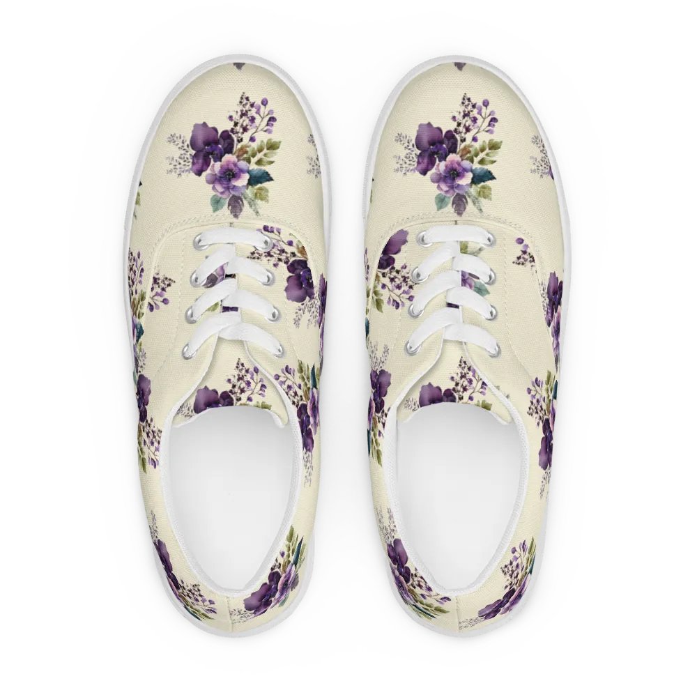 Women's Lace-Up Canvas Shoes - Purple Floral Design product image (11)