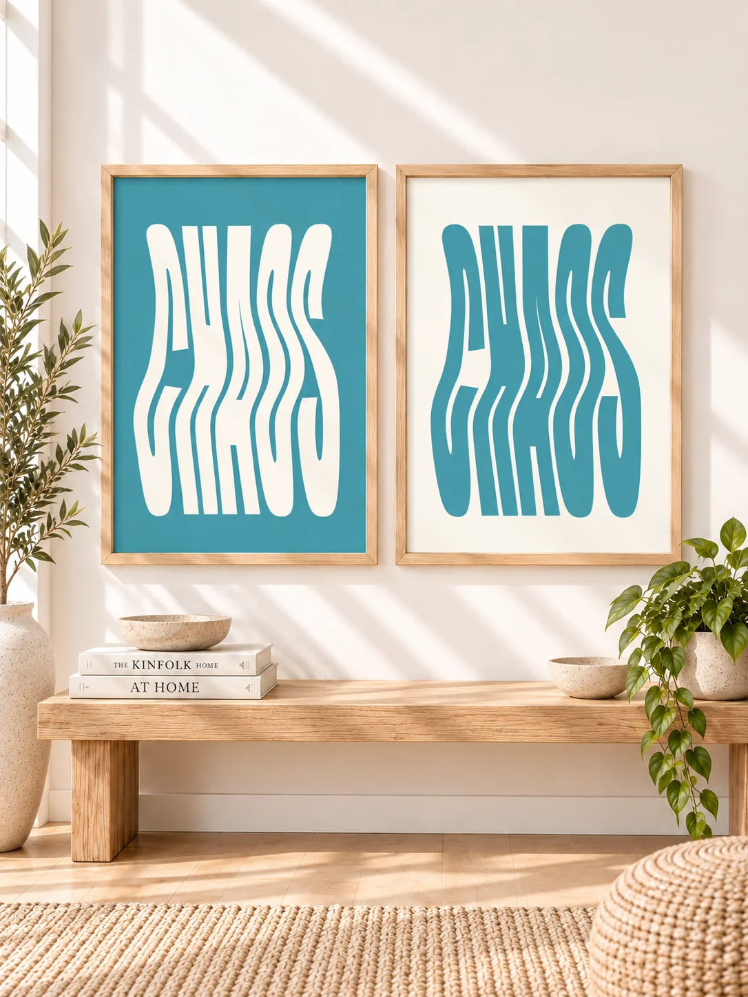 CHAOS Wavy Typography Poster Teal Printable Wall Art Retro Y2K Digital Download Abstract Statement Dorm Decor Minimalist product image (1)