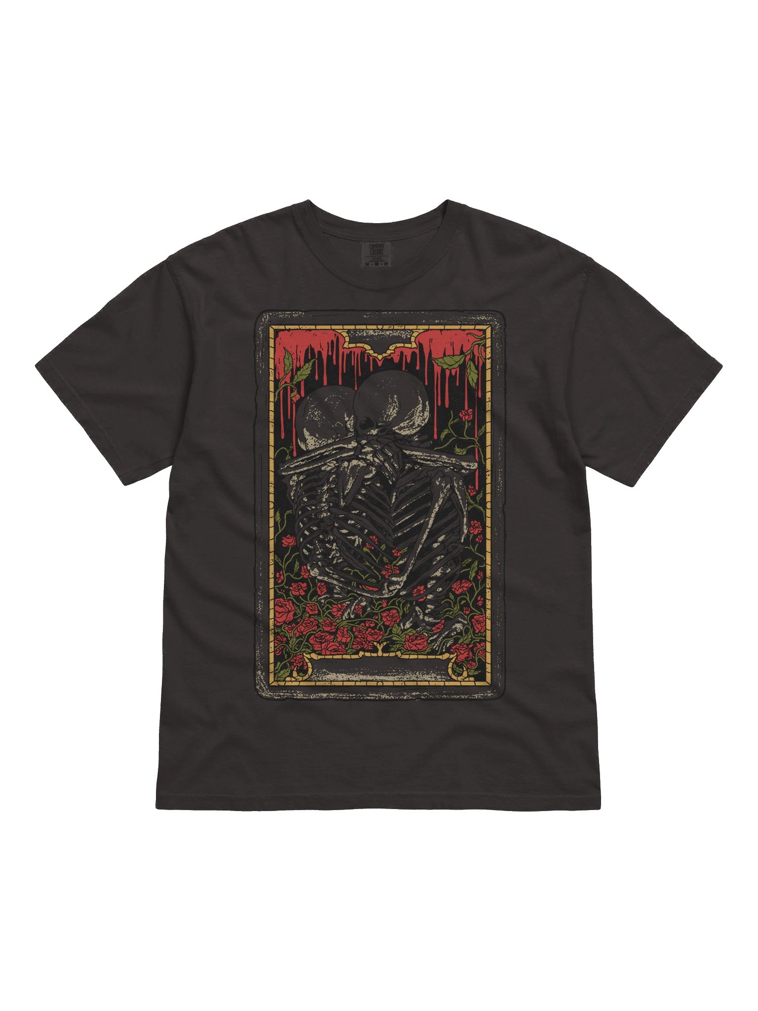 Skeleton Lovers Tarot Shirt – Gothic Romance Skull Couple Graphic Tee with Roses product image (1)