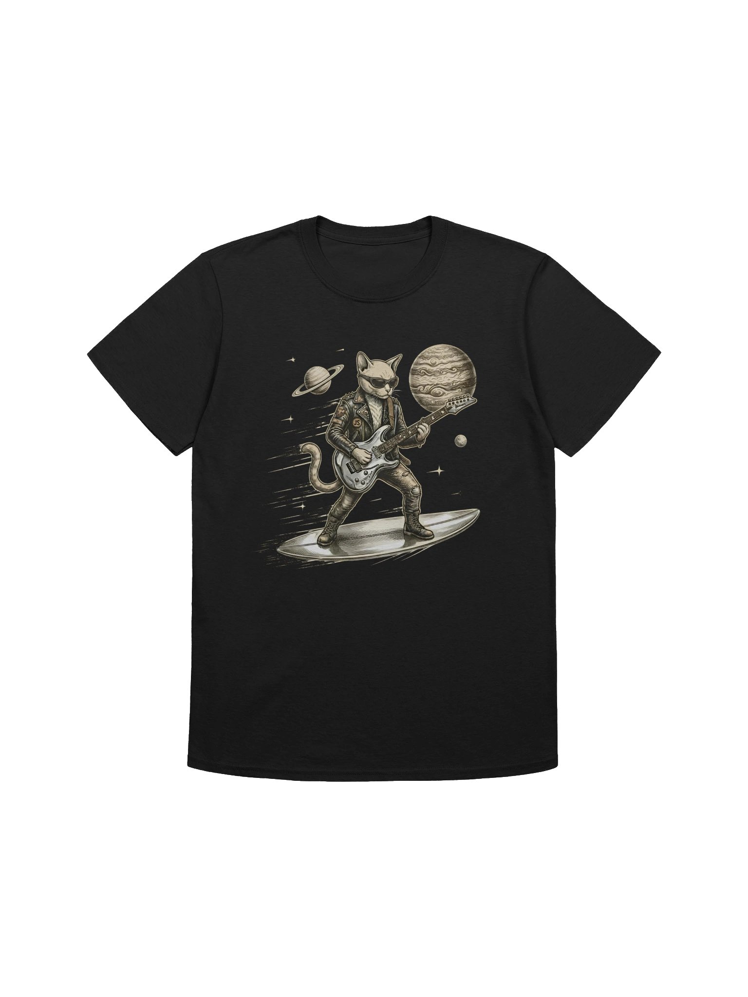 Surfing With the Alien Cat Guitar T-shirt product image (2)
