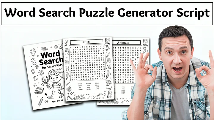 Word Search Puzzle and Word Art Generator Script – Automated Python Tool for Creating High-Quality Word Search Grids and Printable Outputs product image (1)