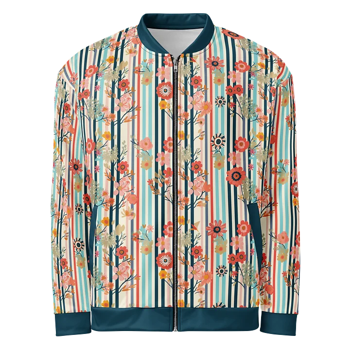Eclectic Floral Stripe Bomber Jacket product image (1)