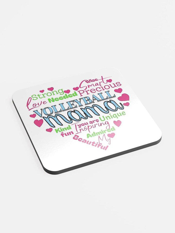 Heart Volleyball Mama Affirmations Cork Coaster product image (2)