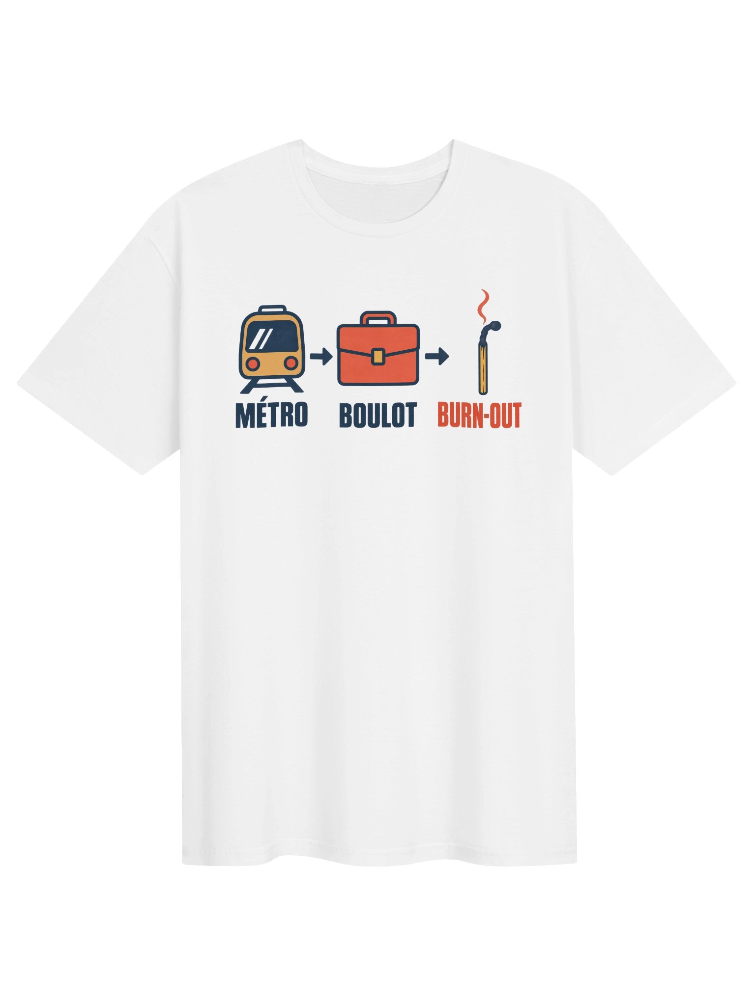 Métro Boulot Burn-Out Commute Icons T-Shirt product image (1)