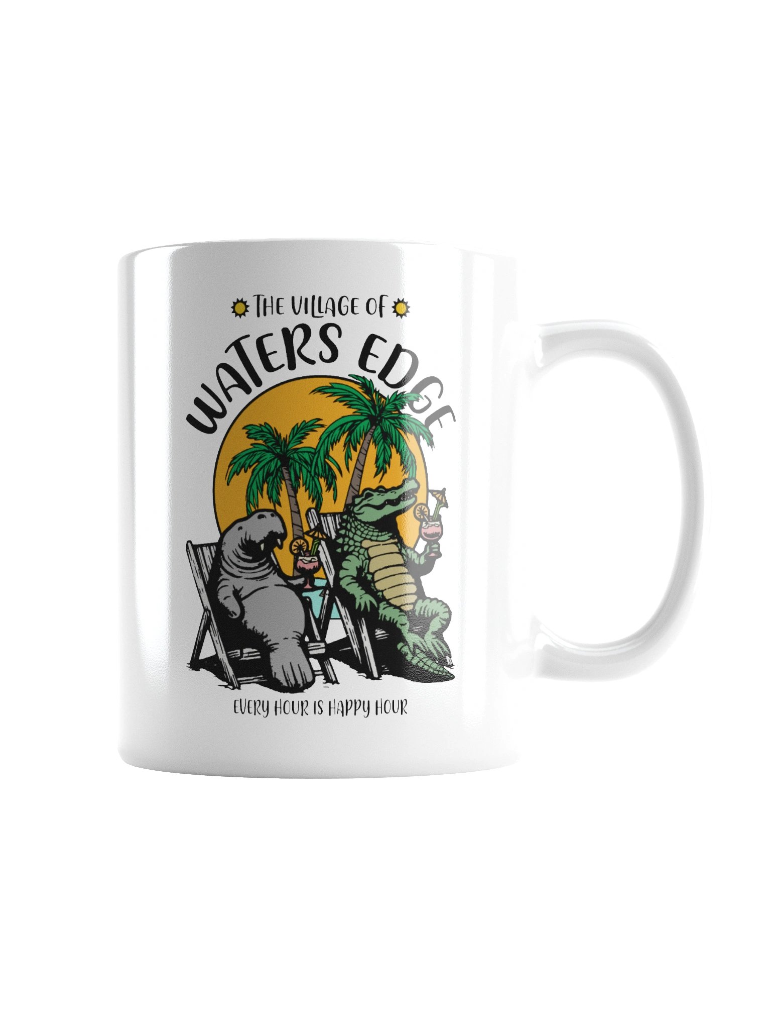 The Village of Waters Edge TV Florida USA Fun Manatee Alligator Design Coffee Mug product image (2)
