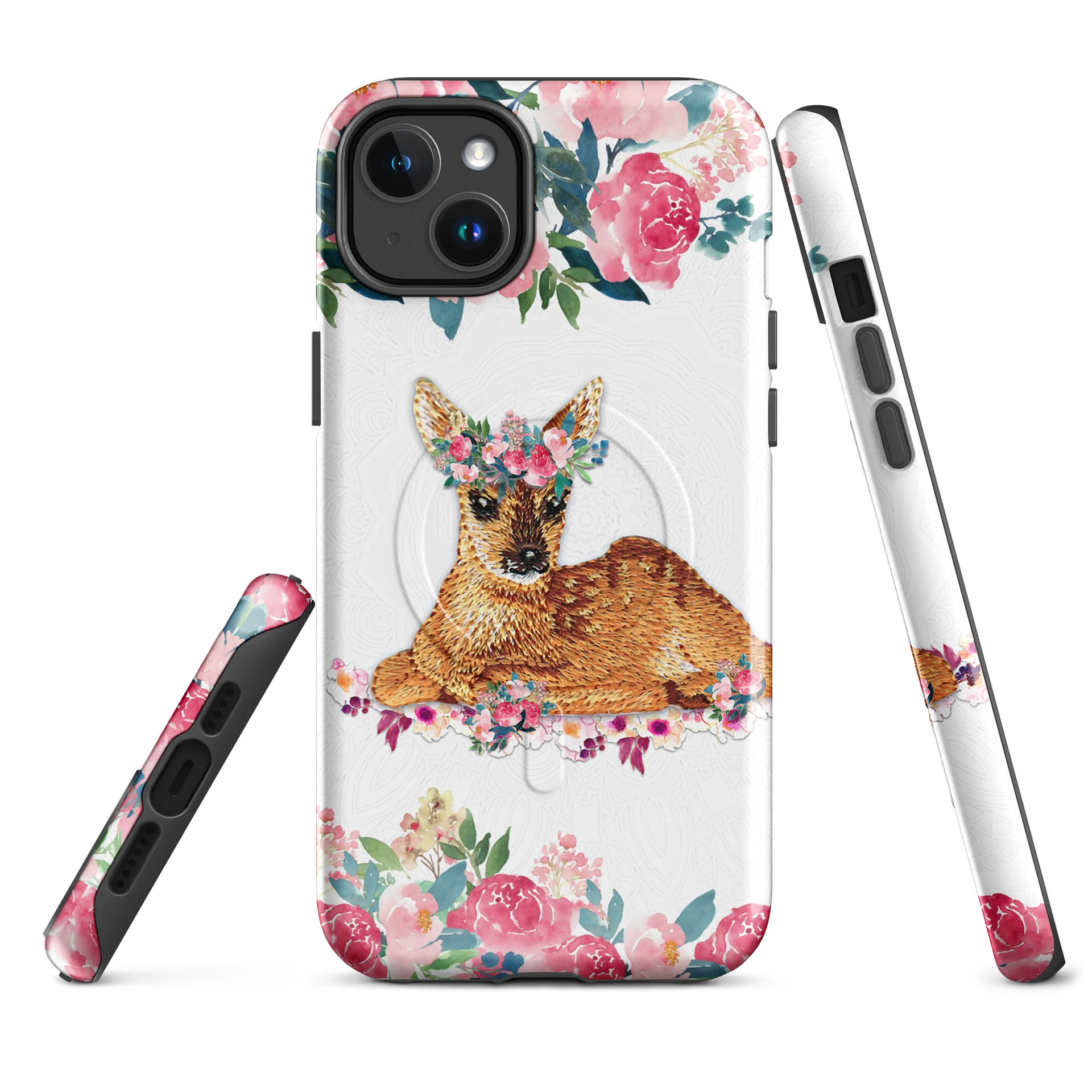 FAWN WITH WATERCOLOR FLOWERS MagSafe® Tough Case product image (2)