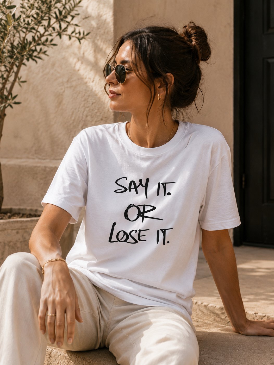 Say it. Or Lose it. T-Shirt | Handwritten Script Quote Tee product image (4)