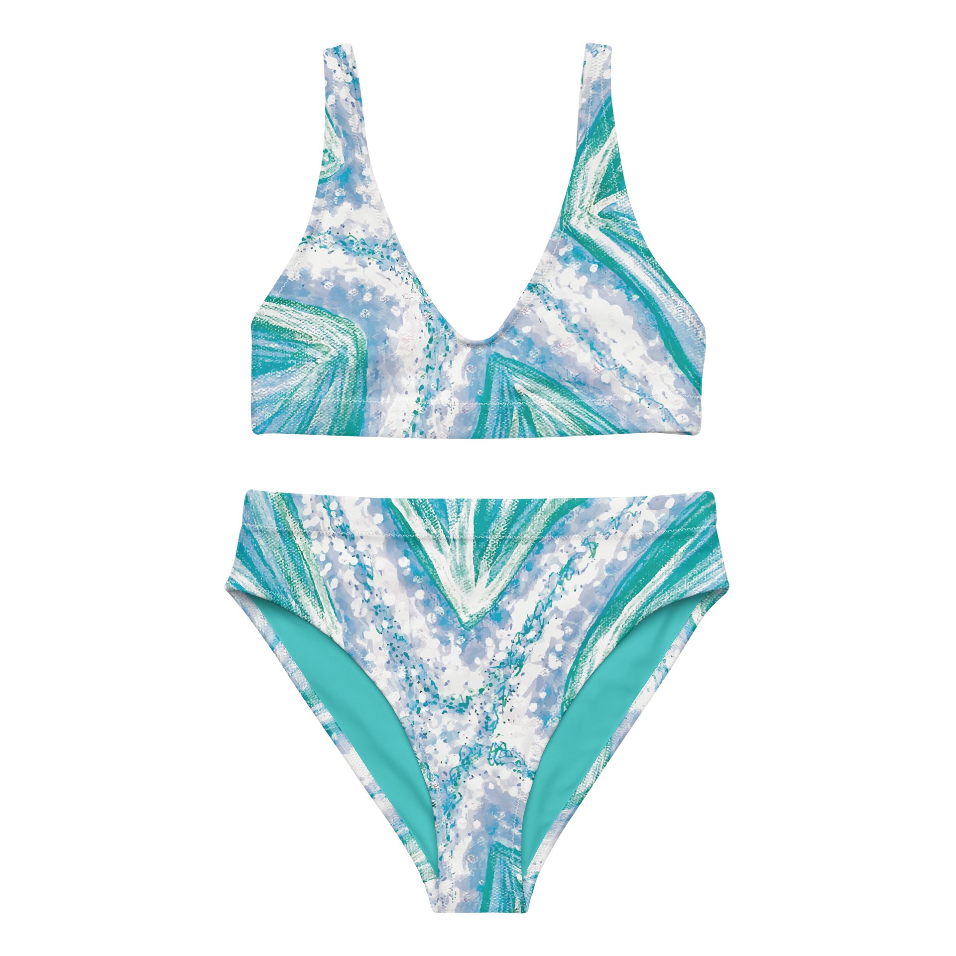 Cyan Starfish Painting | High-Waisted Bikini product image (1)
