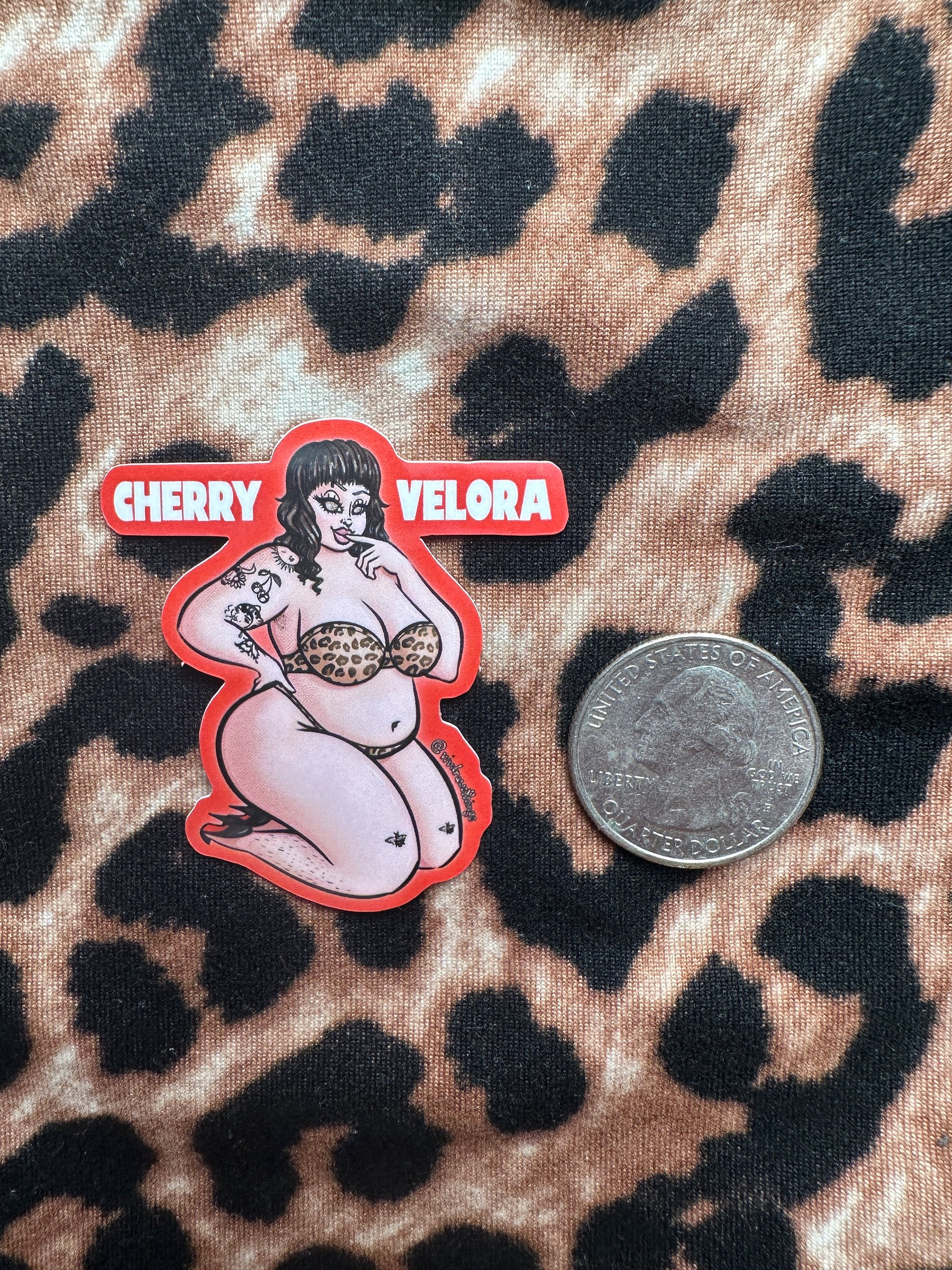Small Leopard Print Cherry Sticker product image (2)