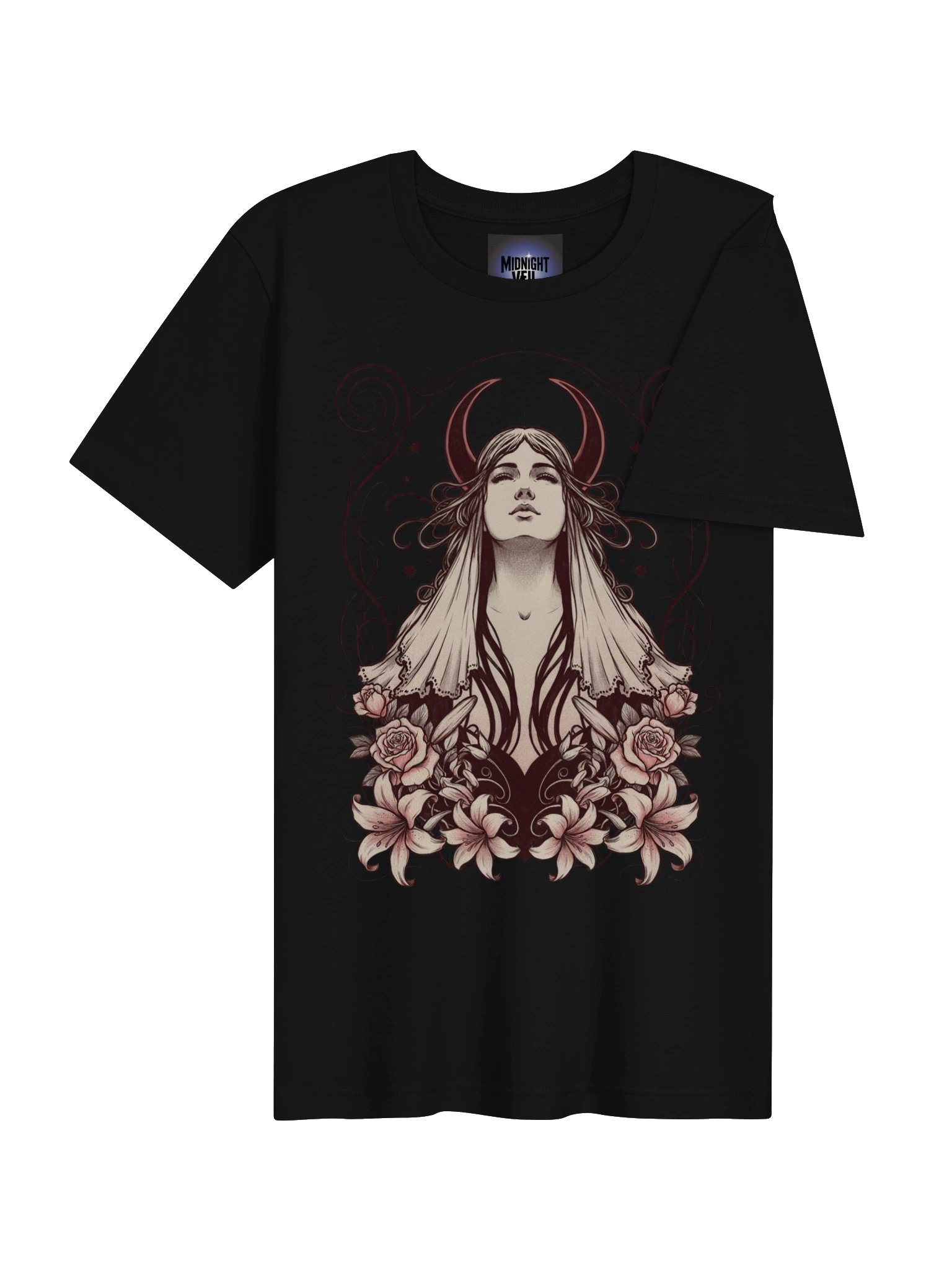 Midnight Veil Crescent Goddess T-Shirt product image (35)