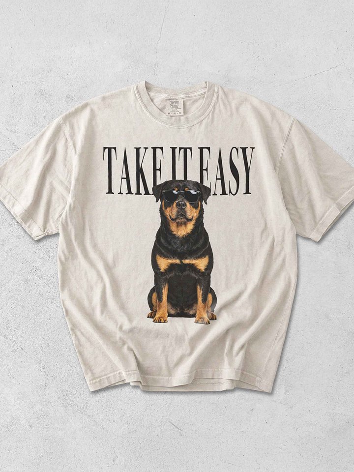 Take It Easy '90s Pop Vintage-Style T-Shirt for Rottweiler Owners product image (1)
