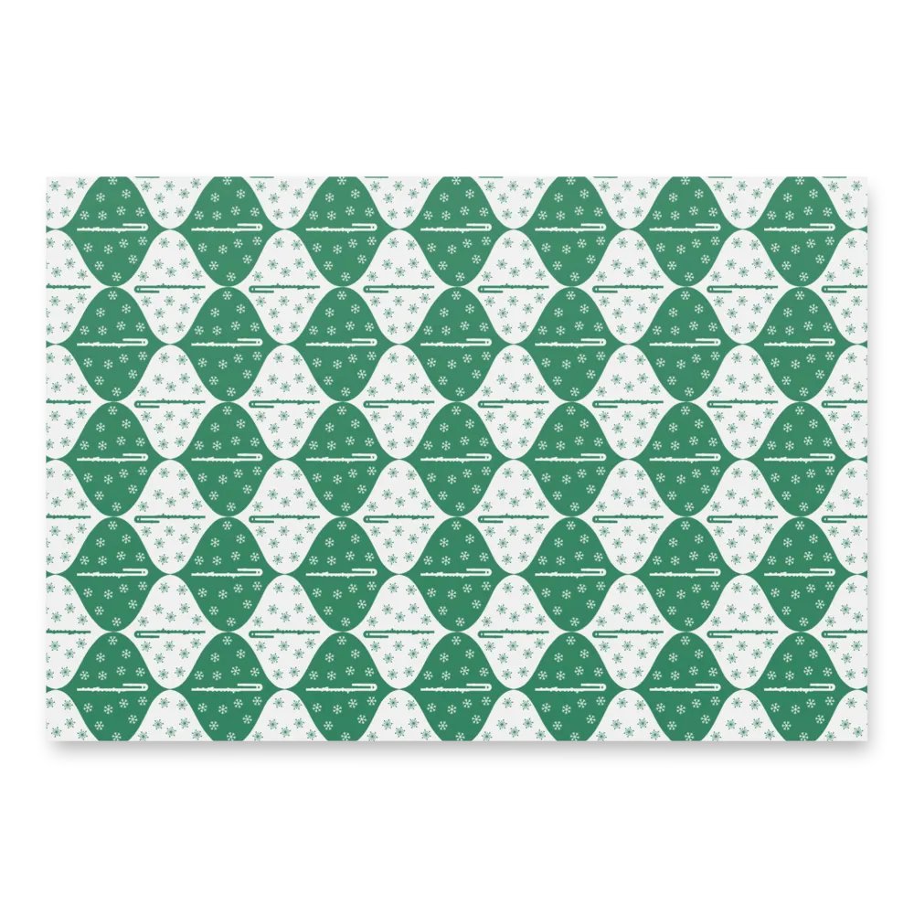 Flutes and Snowflakes - Bass Flute - Green Gift Wrap Paper Sheets product image (5)