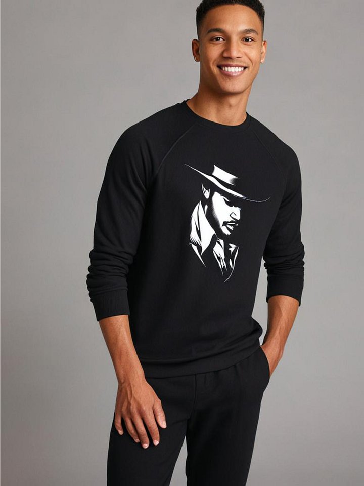 Mysterious Man Hat Illustration Organic Sweatshirt product image (1)