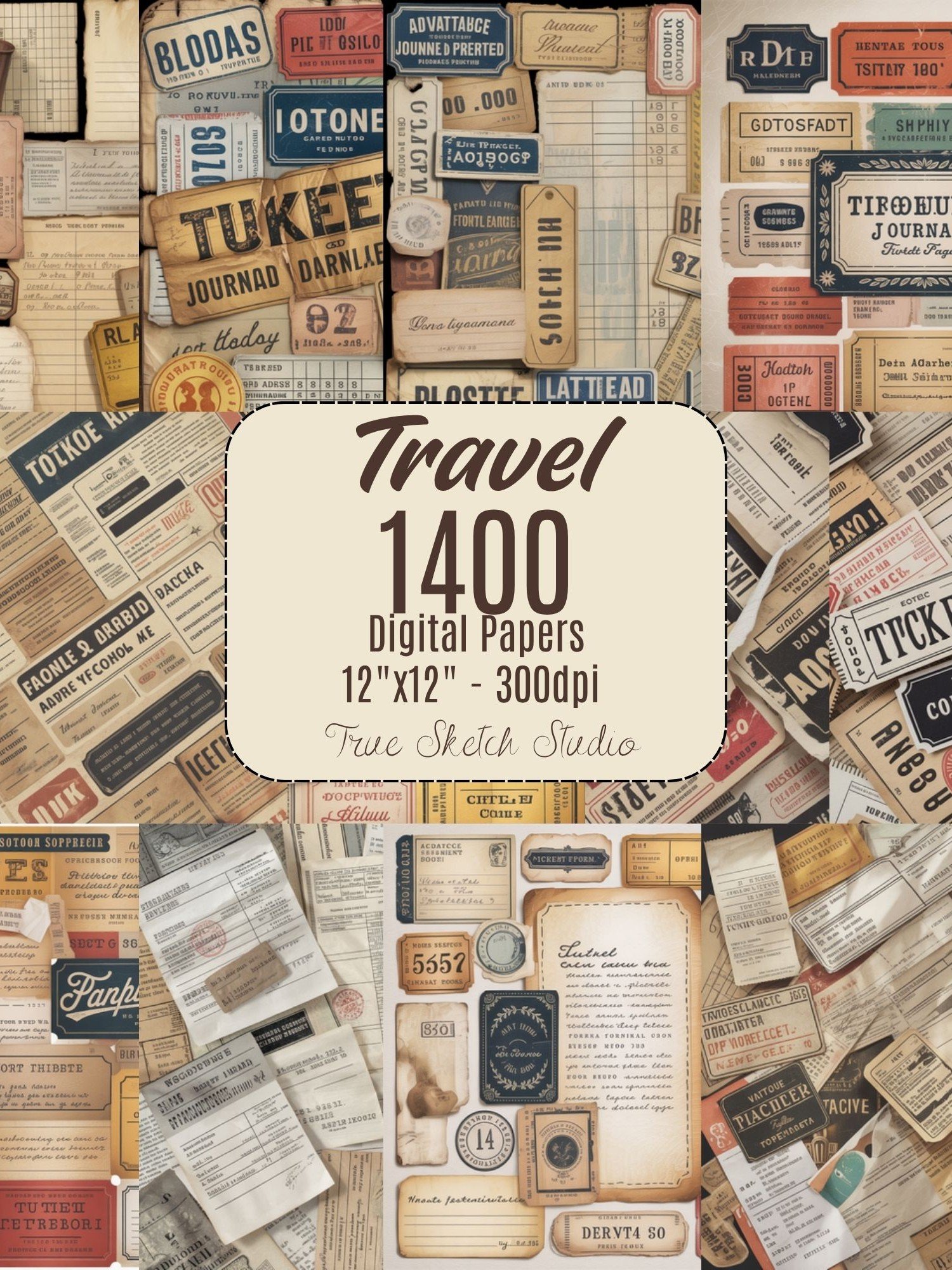 Vintage Travel Digital Paper 1400 product image (6)