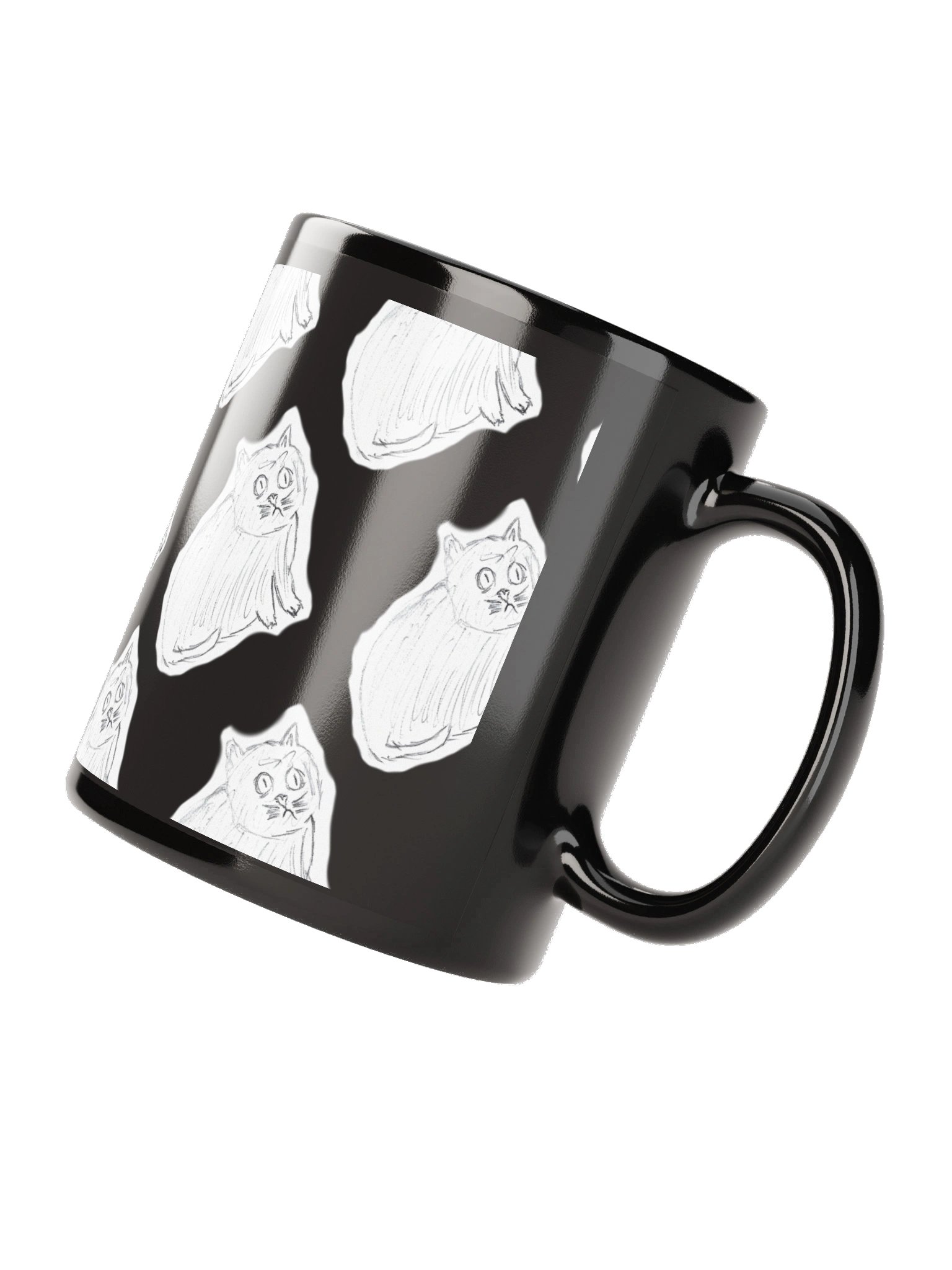 Sketch CPTSD Cat Pattern Black Glossy Mug by Lucky! product image (4)