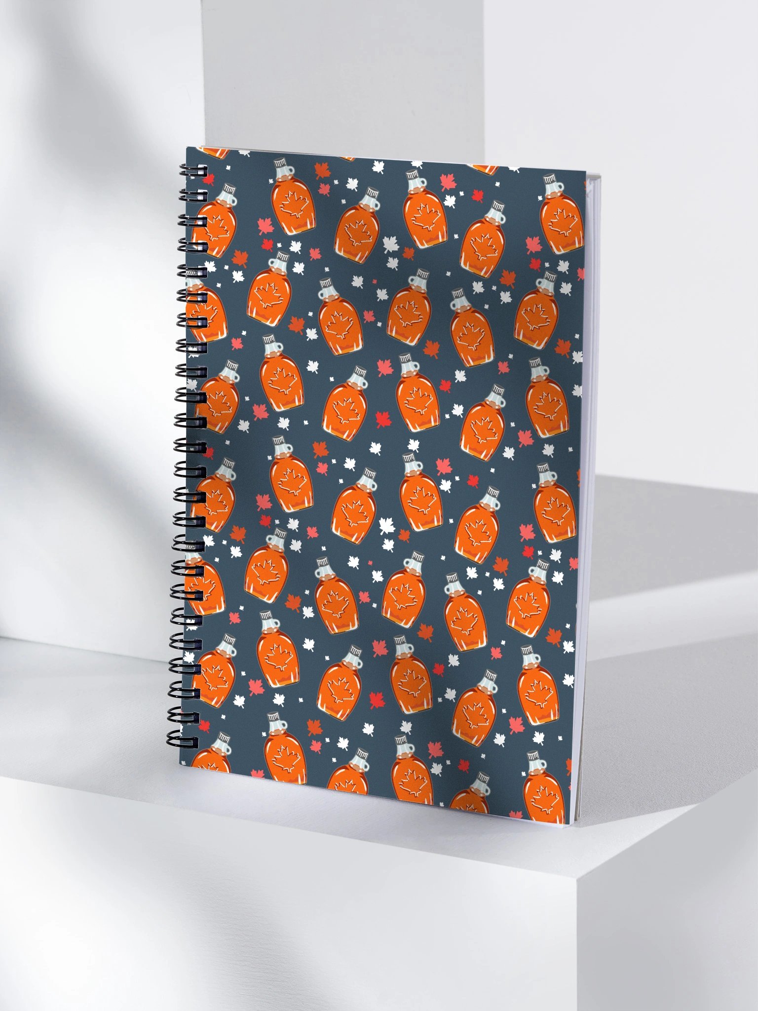 Canadian Maple Syrup Pattern Notebook, Navy product image (4)