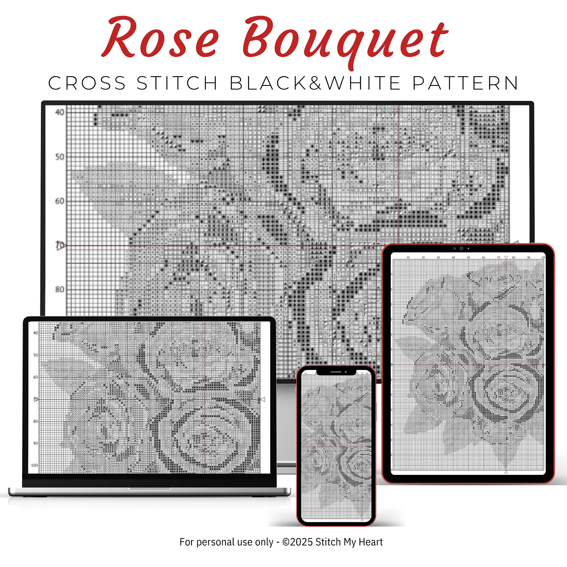 Rose Bouquet Cross Stitch Pattern product image (4)