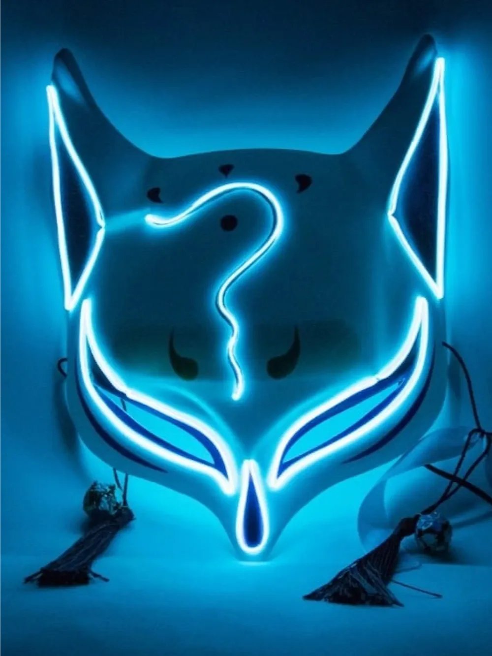 LEDقناع ثعلب تنكري مضيء للهالوين وللحفلات التنكرية – تصميم نيون عصري product image (3)