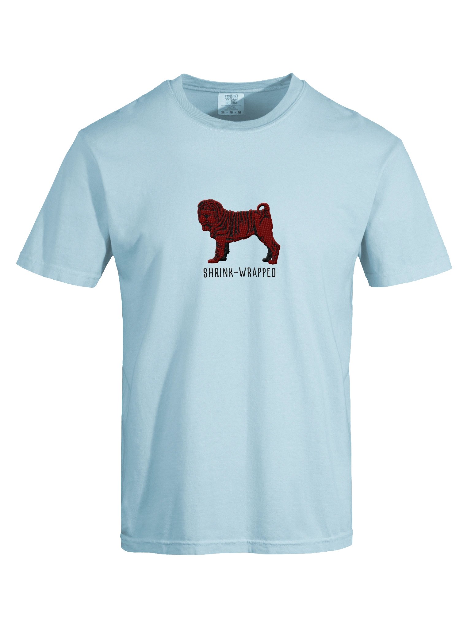 Shrink-Wrapped T-Shirt(Embroidered) of a Chinese Shar-Pei(Chocolate) product image (10)