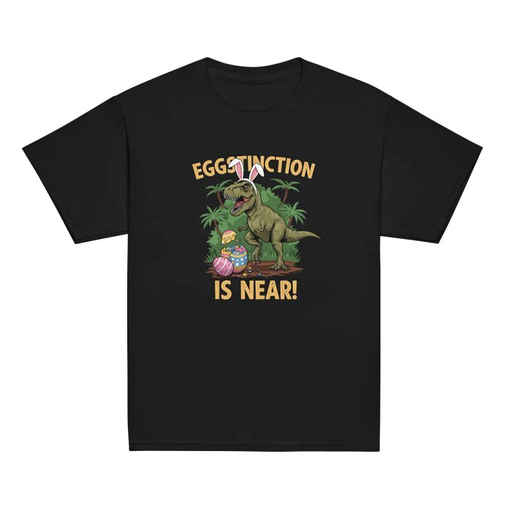 Funny Easter Dinosaur T-Shirt – Eggstinction Is Near Youth Tee product image (6)