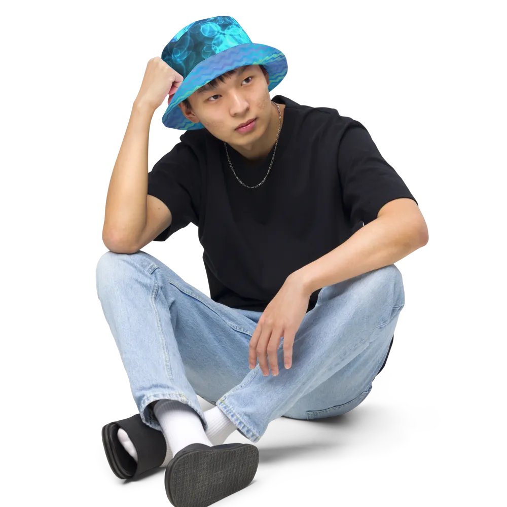 Blue Ocean Bokeh and Mermaid Stripe Bucket hat product image (6)