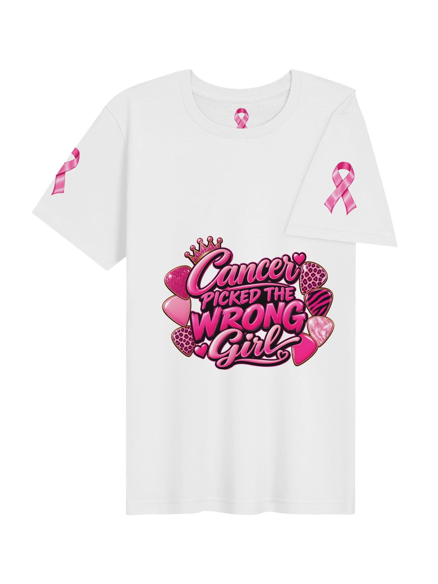 Cancer Picked the Wrong Girl Pink Heart Tee product image (44)