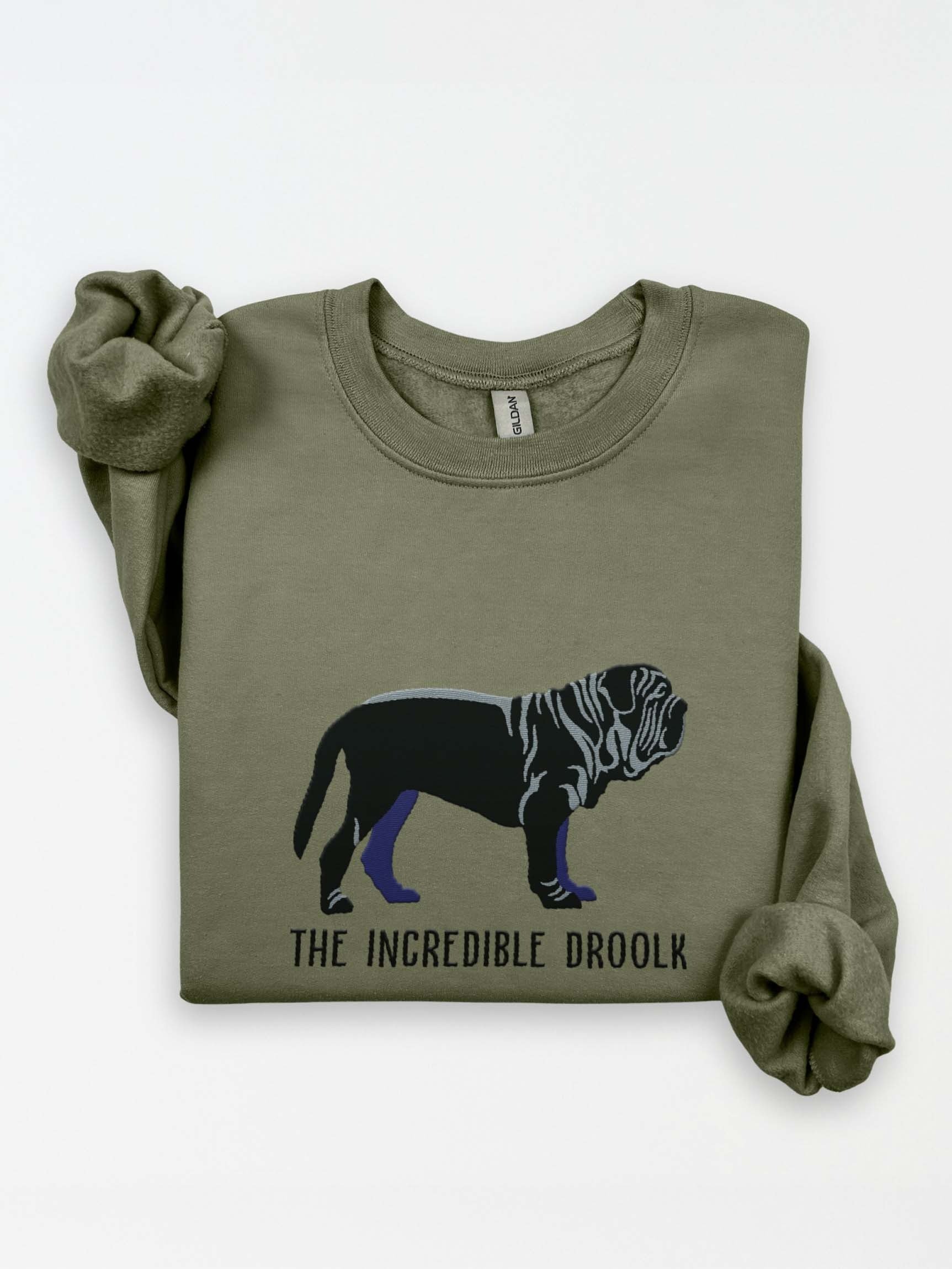 The Incredible Droolk Sweatshirt (Embroidered) of a Neapolitan Mastiff(Black) product image (1)