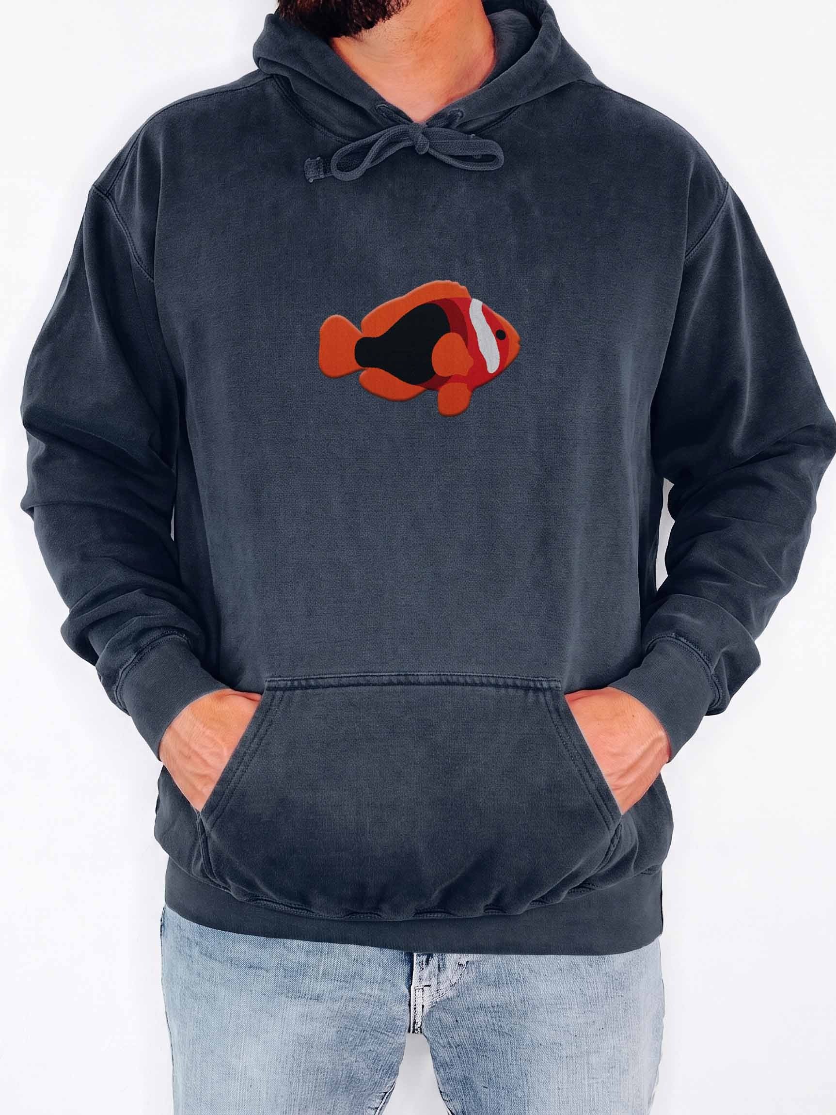 Tomato Clownfish Embroidered Hoodie | Saltwater Reef Aquarium Fish & Ocean Lover Apparel product image (2)