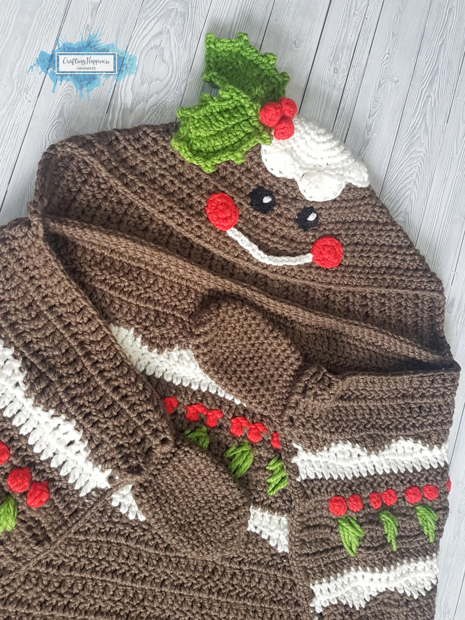 Christmas Pudding Crochet Hooded Blanket Pattern, Adult & Child (PDF Pattern) product image (3)