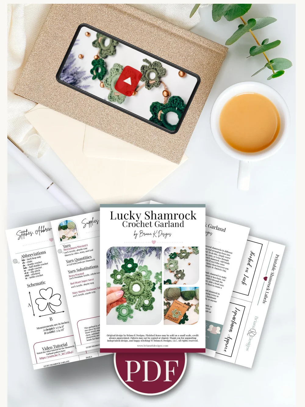 Lucky Shamrock Crochet Garland product image (2)