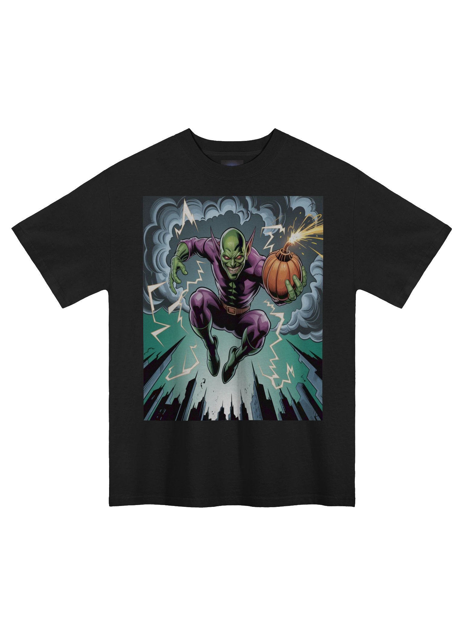Green Goblin Pumpkin Havoc Oversized Faded T-Shirt – Goblin's Stormy Blitz product image (3)