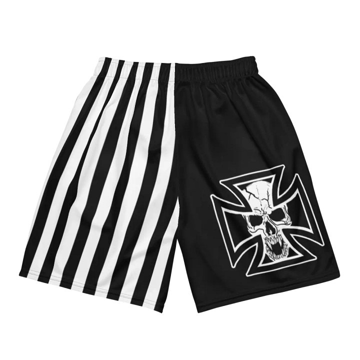 Maltese cross and skull mesh shorts product image (2)