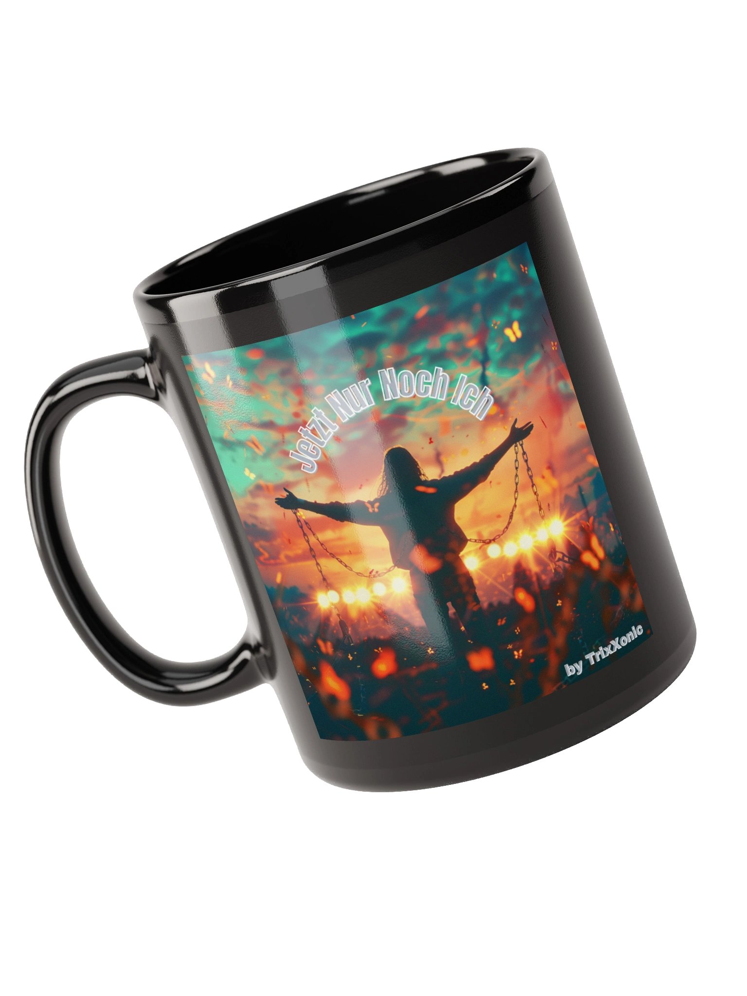 🖤 Black Glossy Mug – „Jetzt nur noch ich“ product image (10)