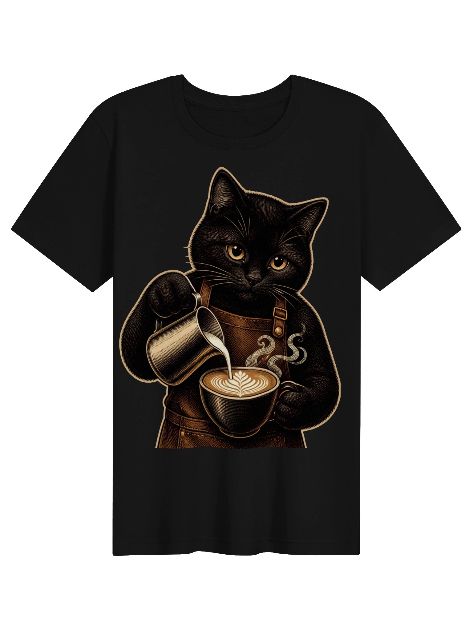 Coffee Cat Club Barista T-Shirt - Vintage Black Cat Coffee Lover Graphic Tee product image (7)