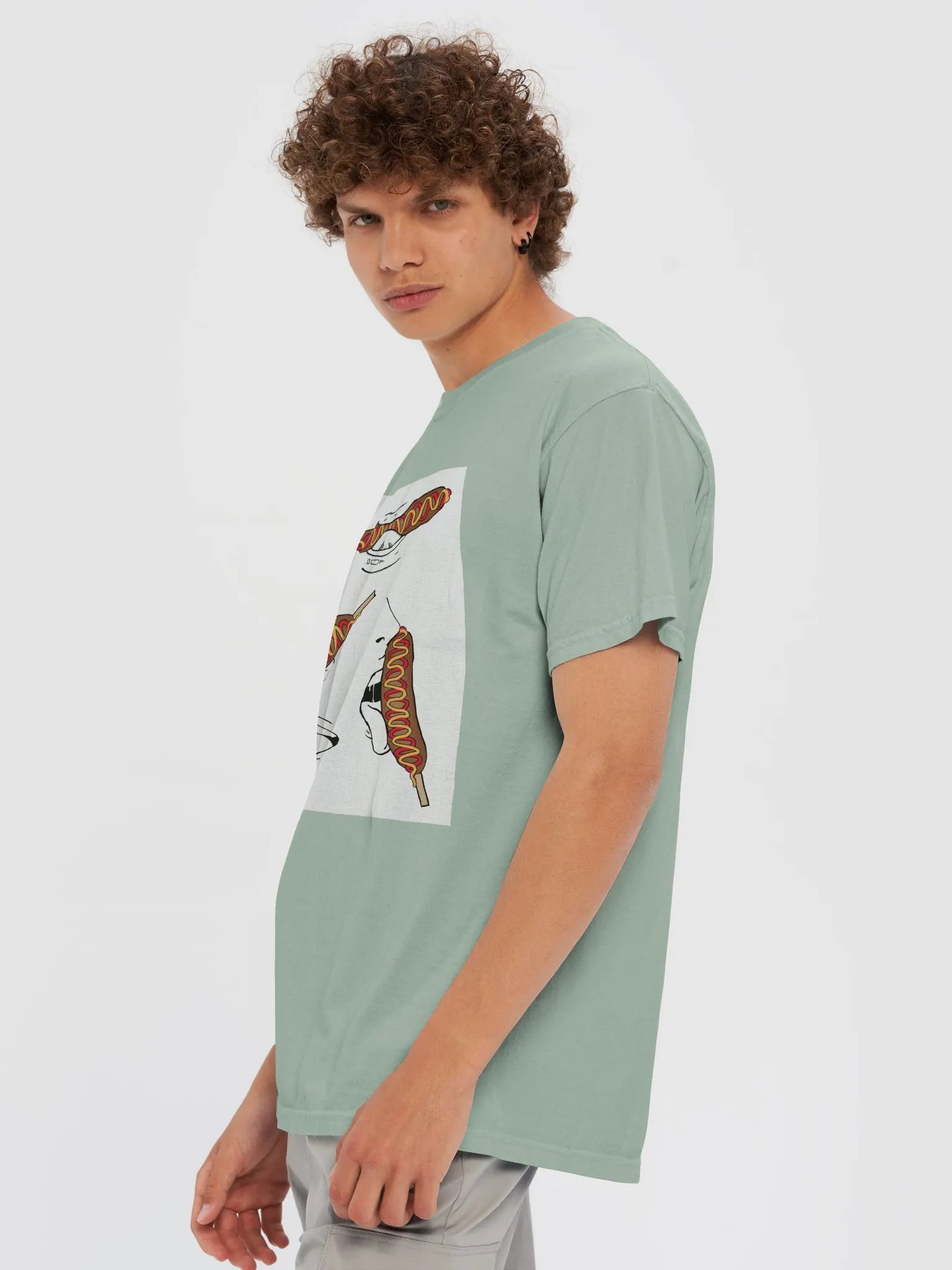 Eating Corn Dog Heavyweight T-Shirt product image (84)