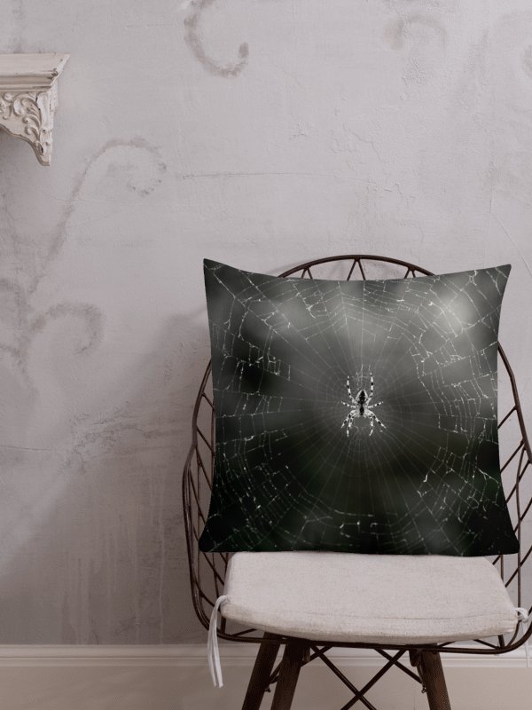 Premium pillow - Spider in the web, monochrome product image (1)