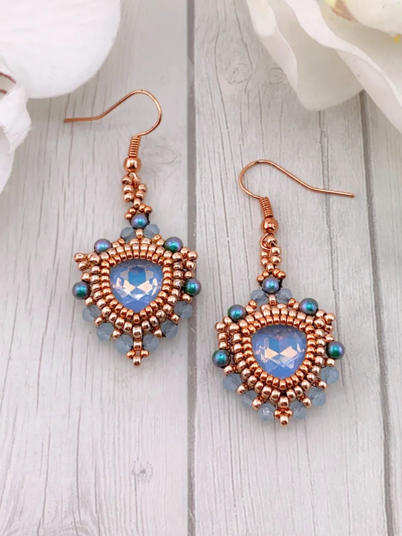 Trillion Glow Crystal Earrings - Blue/Rose Gold product image (1)