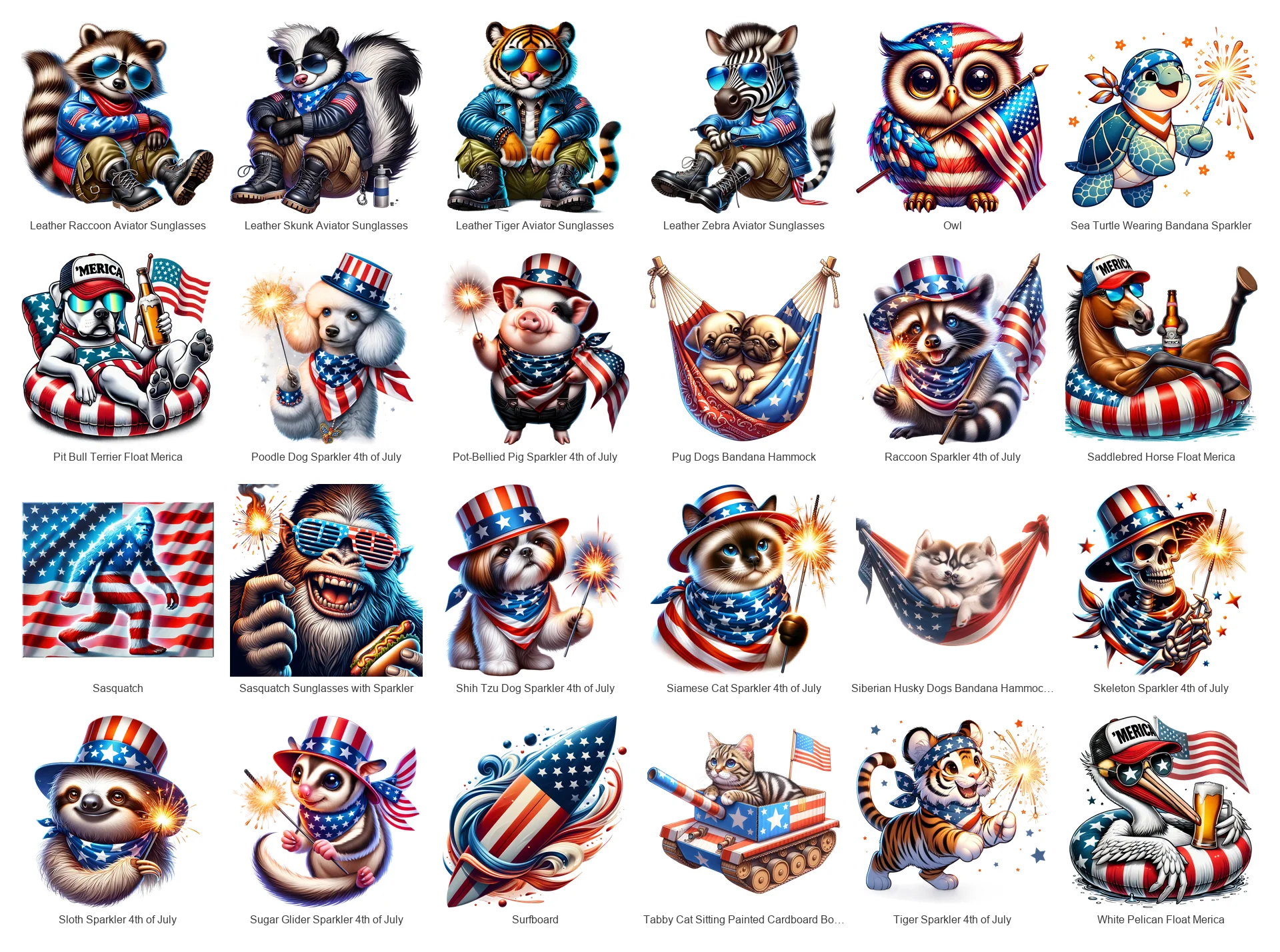 Patriotic 4th of July PNG Bundle Vol 2 | 72 Designs | Commercial Use | Sublimation Clipart product image (4)
