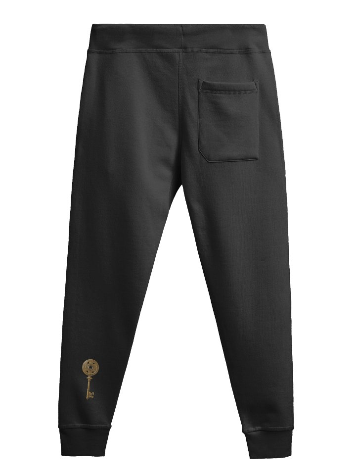 The Gatekeeper’s Key Fleece Joggers – Right Thigh & Back Lower Leg Print | Black | product image (2)