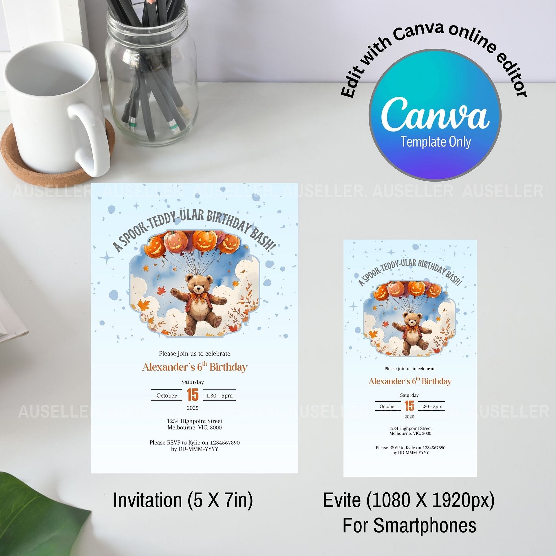 A Spook Teddy-ular Birthday Invitation product image (4)