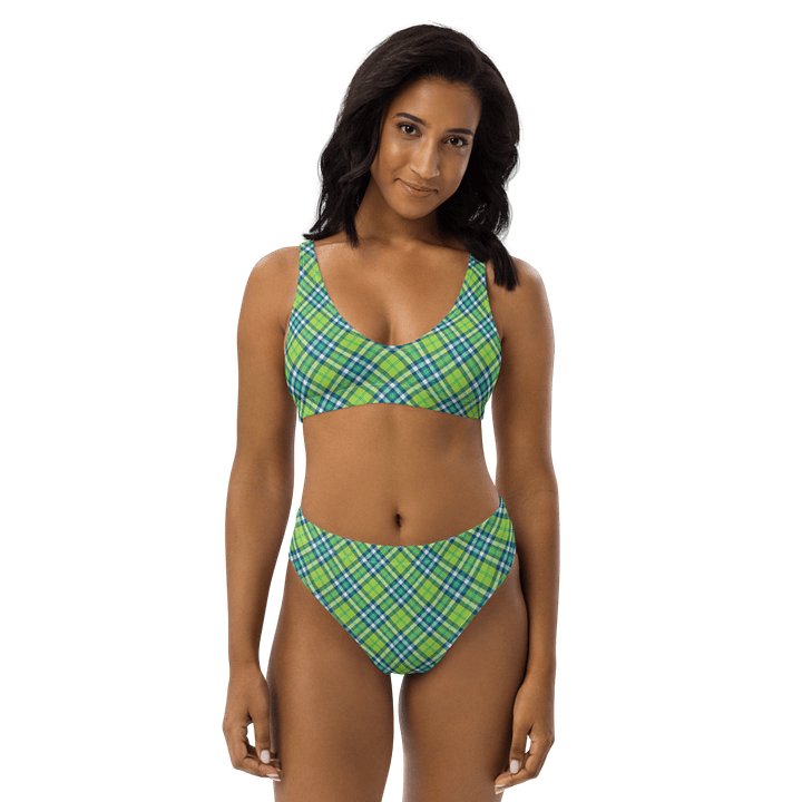 Lime Green and Turquoise Plaid Bikini product image (1)