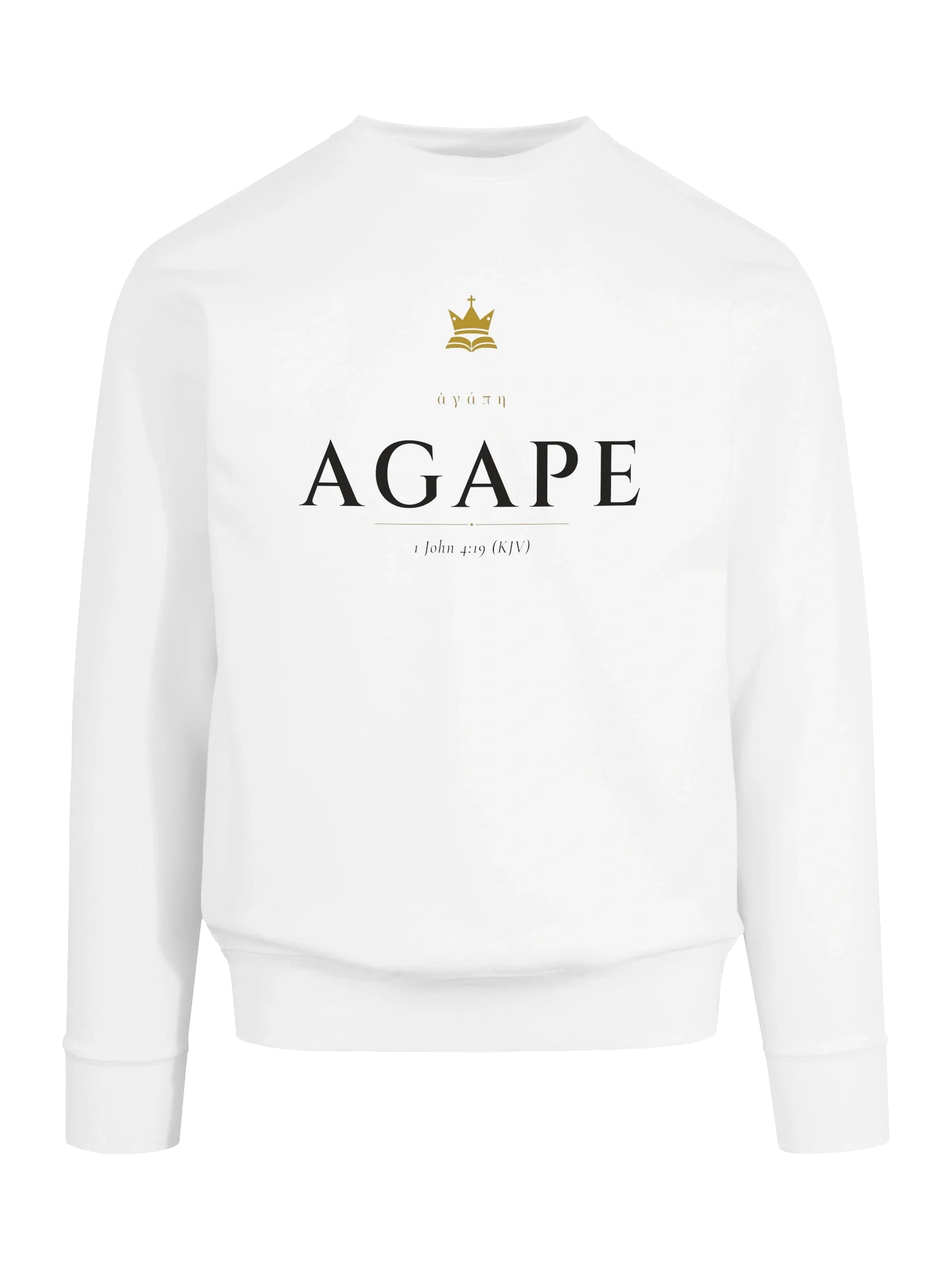 Agape Crewneck - White, view 8 — Christ Is King crewneck