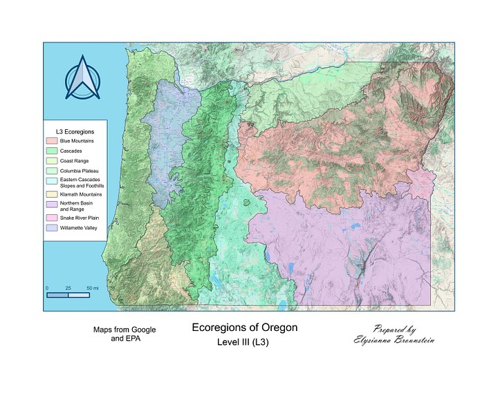 Unframed Oregon Ecoregions Map product image (1)