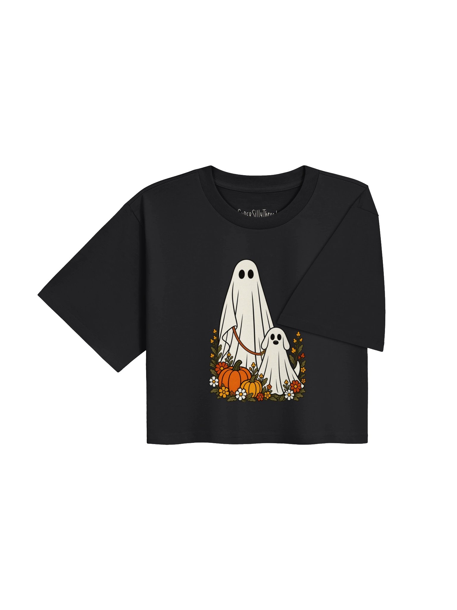 Ghost Dog Pumpkin Patch Halloween Crop Tee product image (4)