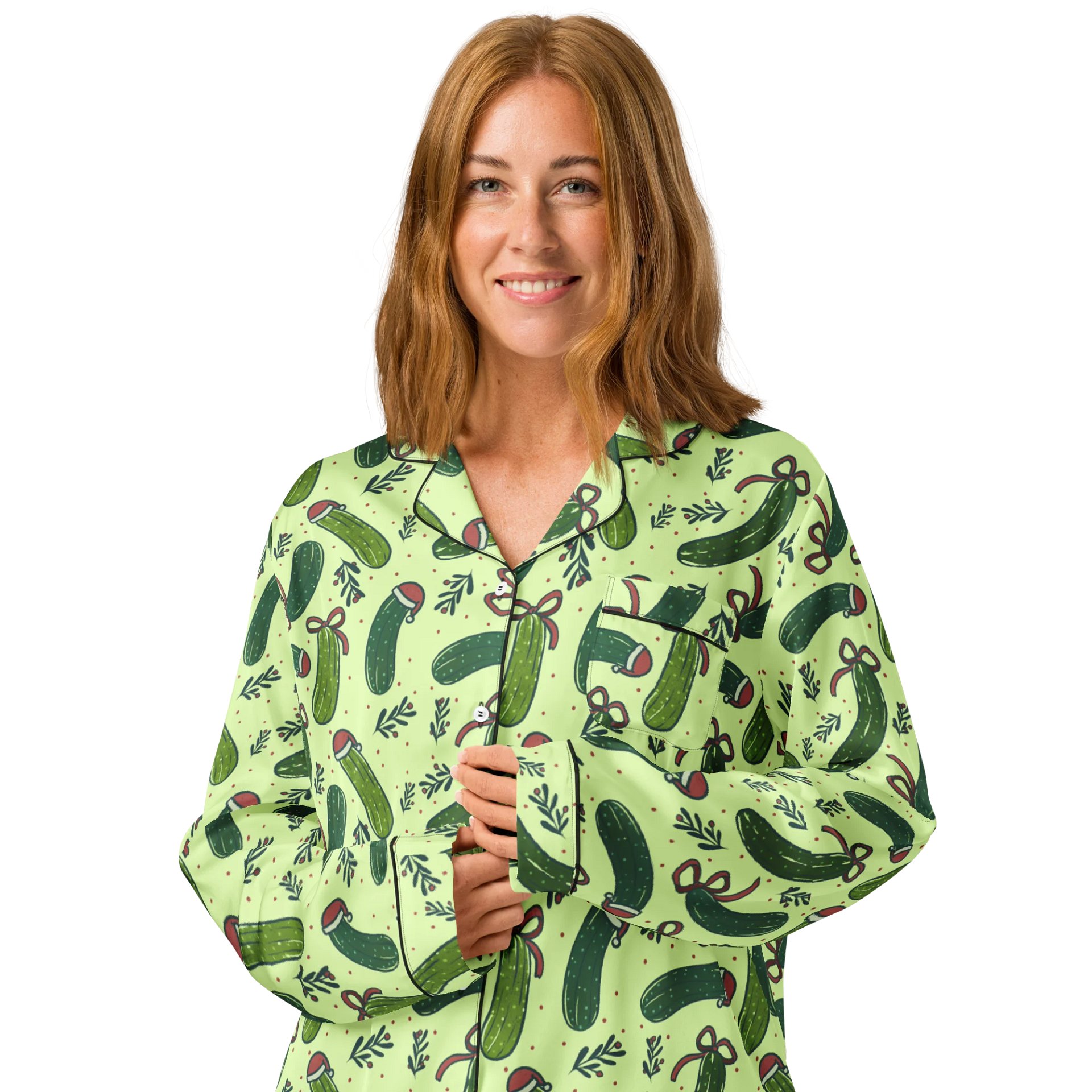 Funny Christmas Pickles Pattern Pyjama Shirt product image (4)